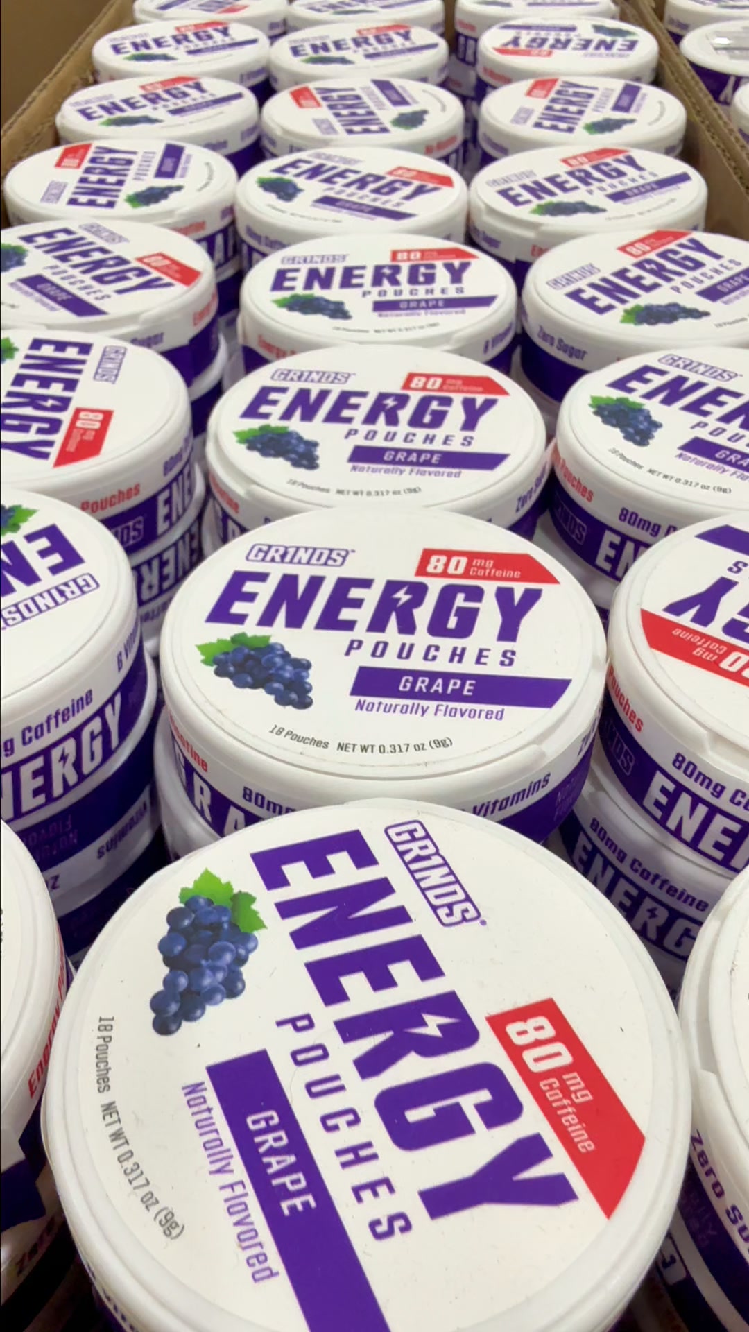 Grinds Pouches Facebook ad: Flavor & Energy. Anytime. Anywhere