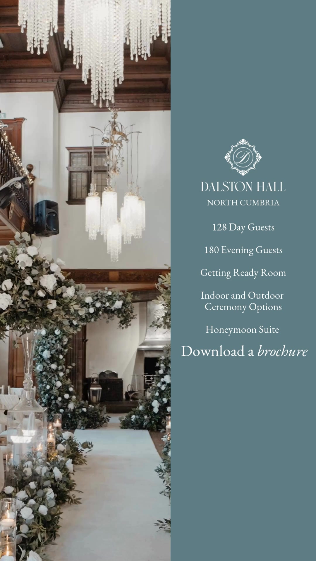 Dalston Hall Facebook ad: Landscaped gardens, timeless ceremony spaces