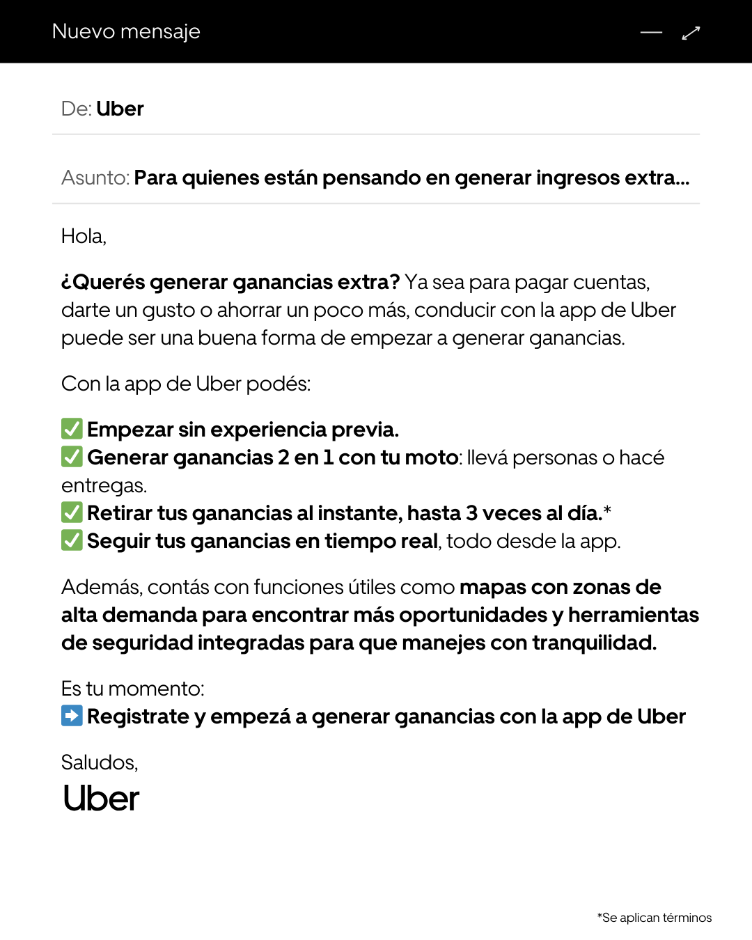 Uber Facebook ad