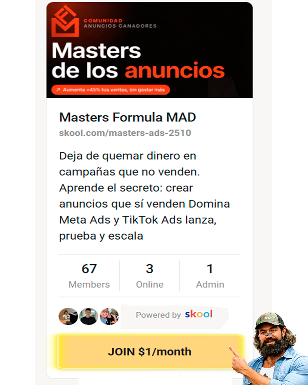 Juancamicastro Facebook ad: Por solo $1 USD tendrás acceso para aprender…