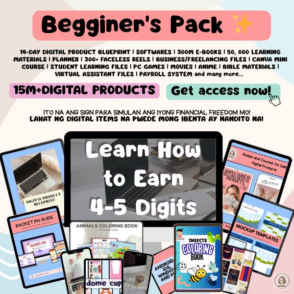 rmaedigitalsph Facebook ad: DIGITAL PRODUCT BEGINNERS PACK