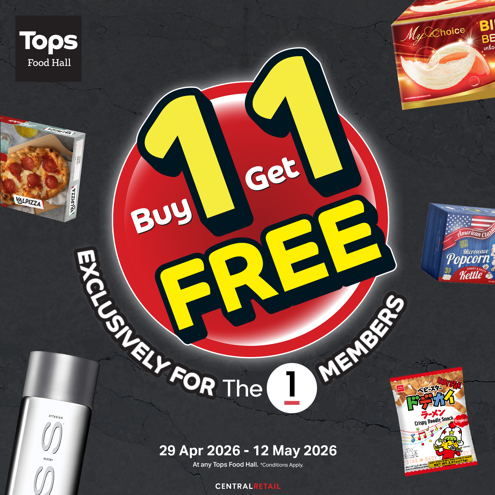 TOPS FOOD HALL Facebook ad: Buy 1, get 1 FREE, double the flavor…