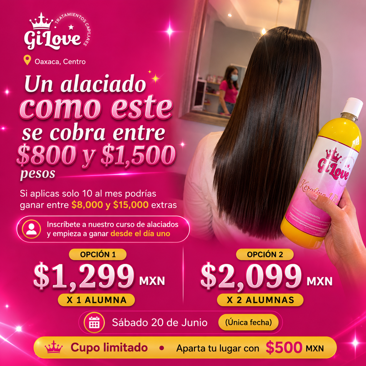 Proveedor Alaciados y Keratinas GI LOVE. CDMX Facebook ad: Aparta con $500 MXN