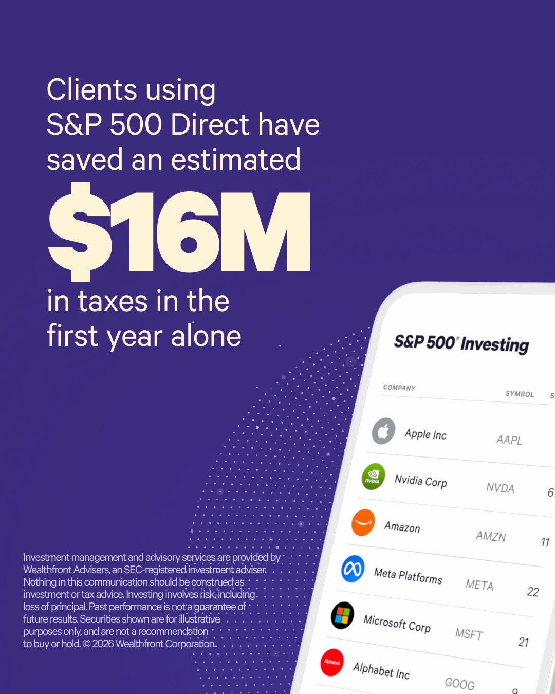 Wealthfront Facebook ad
