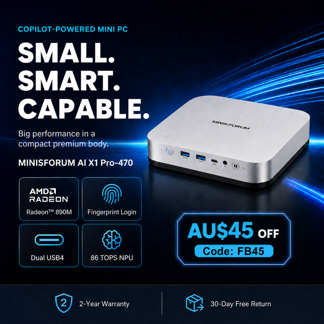 MINISFORUM Facebook ad: Unleash Next-Gen AI Power