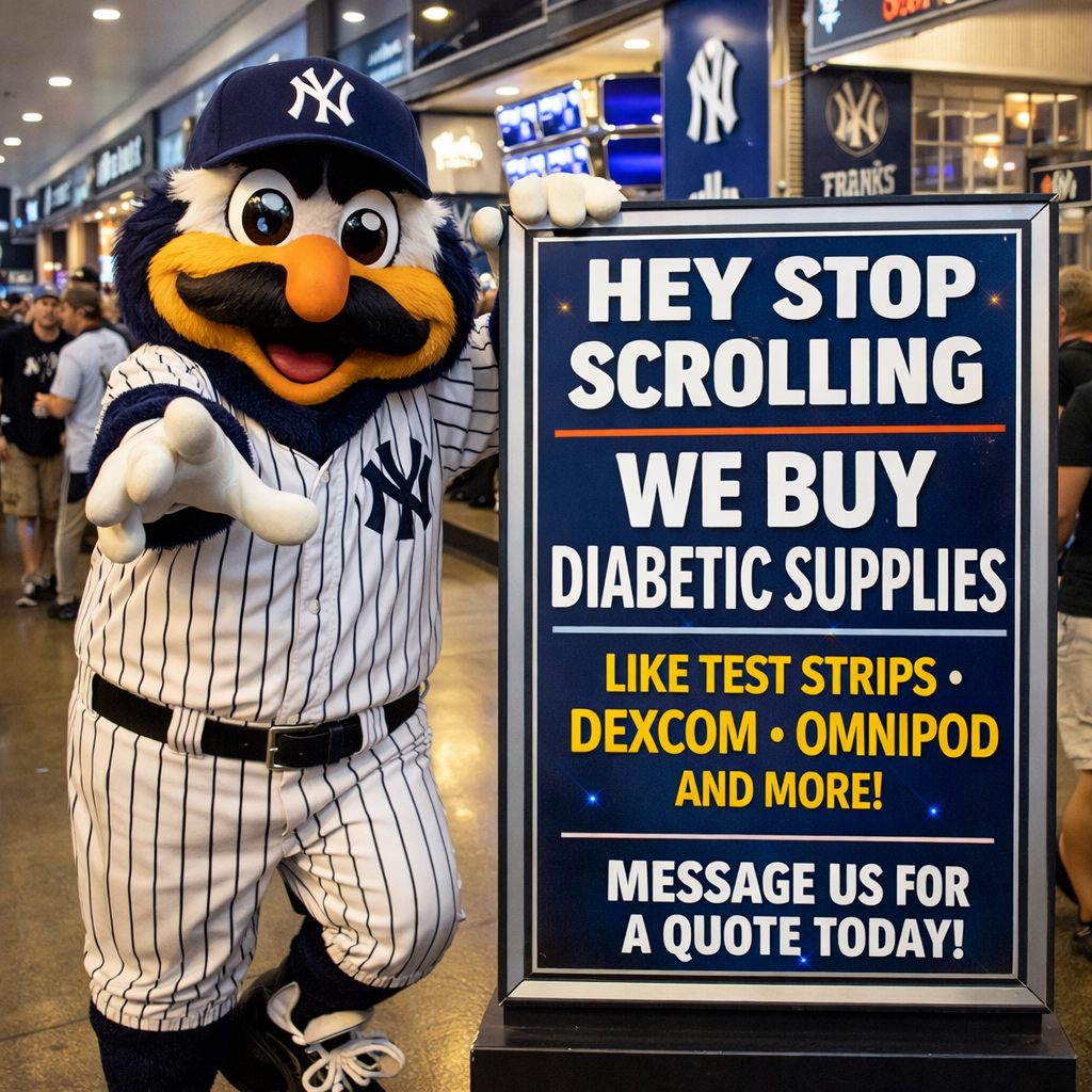 Hudson Valley Test Strips Facebook ad: Hey Yankees Fans! Sell Your Diabetic Supplies Today!