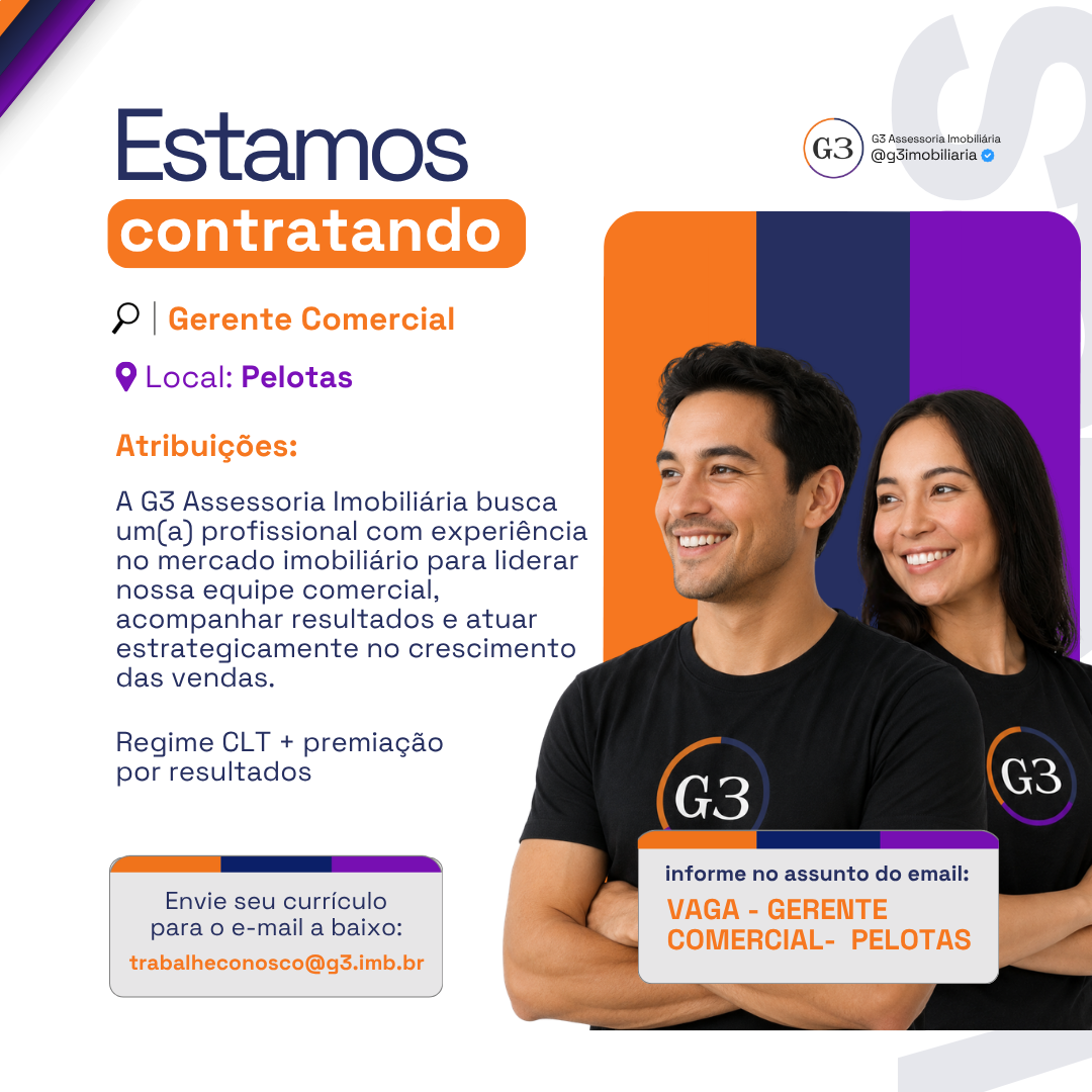 G3 Assessoria Imobiliária Facebook ad: Trabalhe conosco - G3 Imobiliária