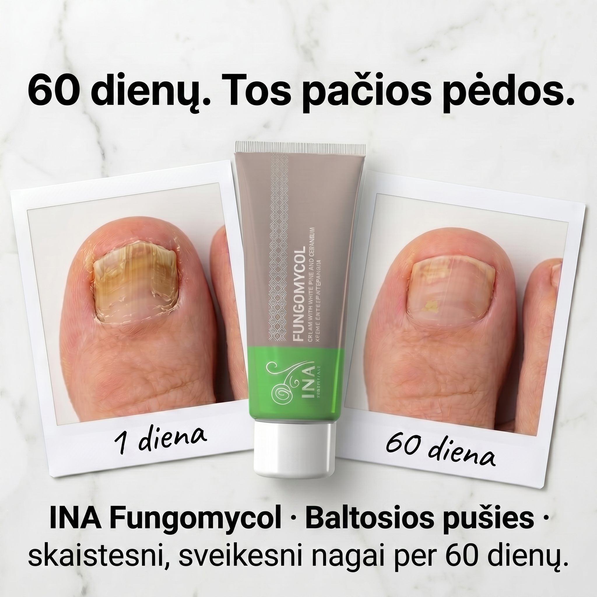 InaEssentials.lt - Organinė Kosmetika Facebook ad: 60 dienų. Tos pačios pėdos, švaresni nagai.