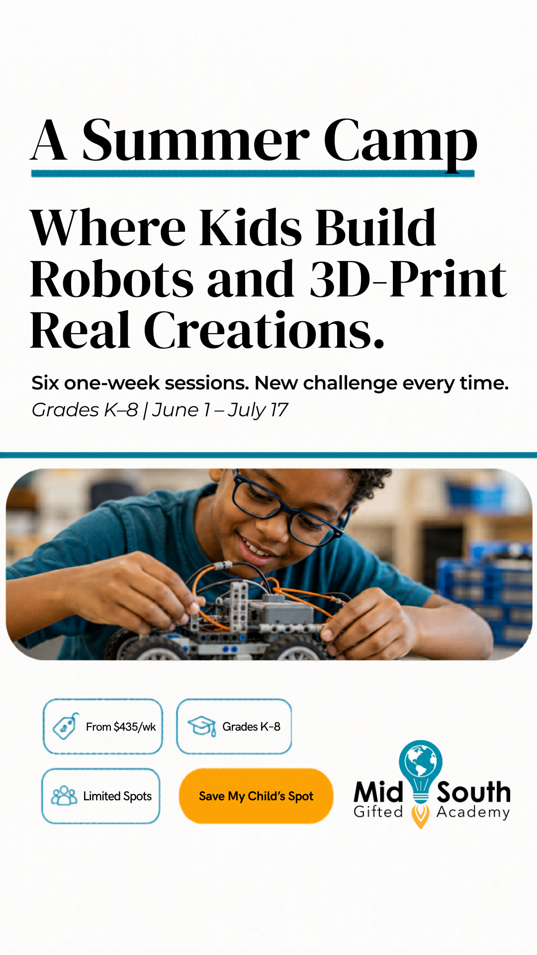 Mid-South Gifted Academy Facebook ad from May 11, 2026