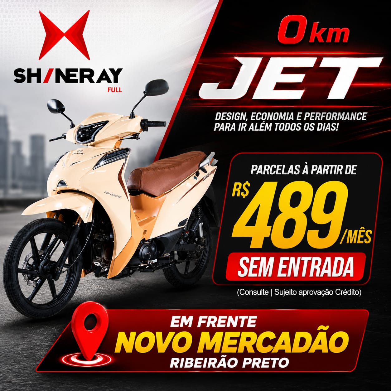Shineray Full Facebook ad: Em frente Novo Mercadão em Ribeirão Preto