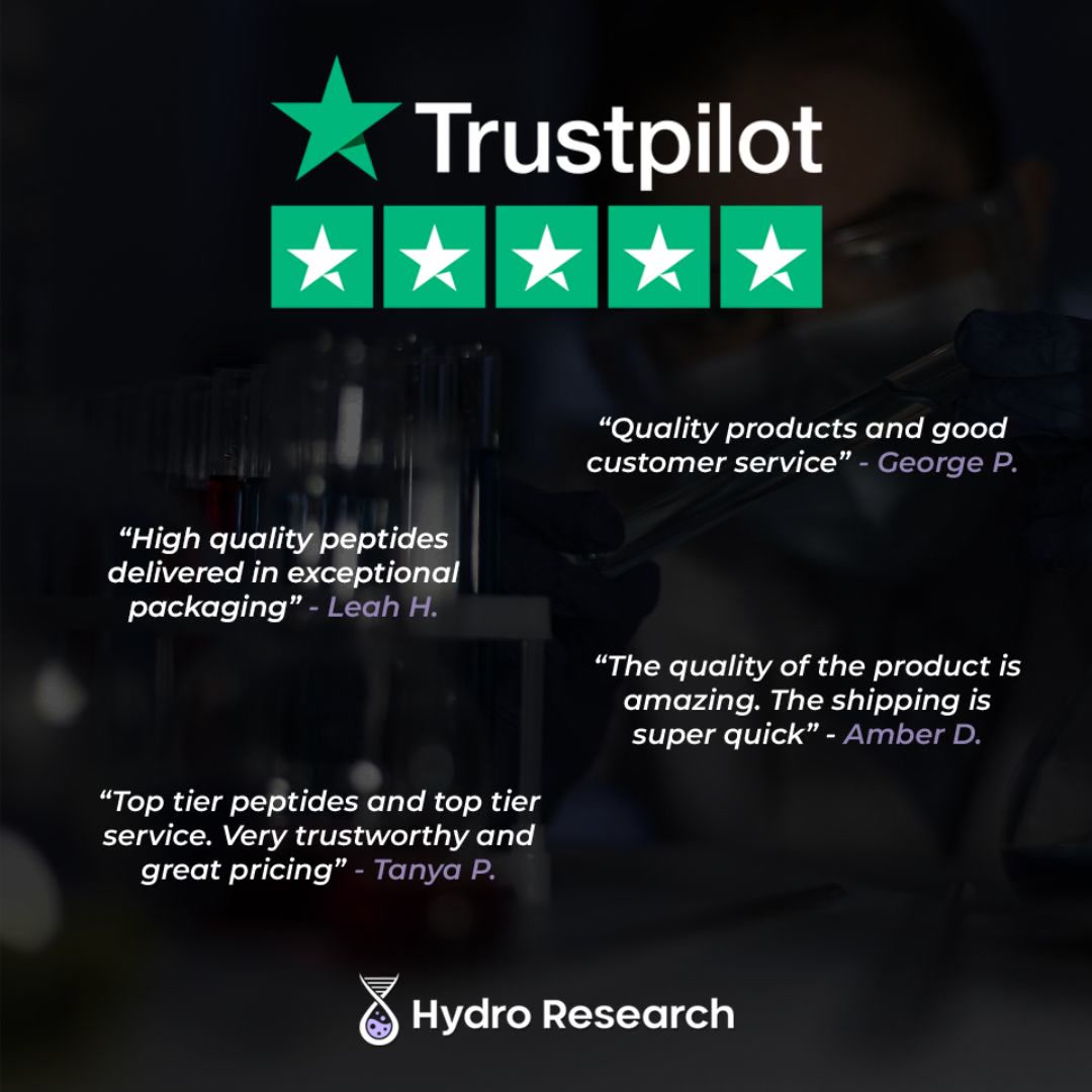 Hydro Research Facebook ad: Top Rated On TrustPilot For Peptides