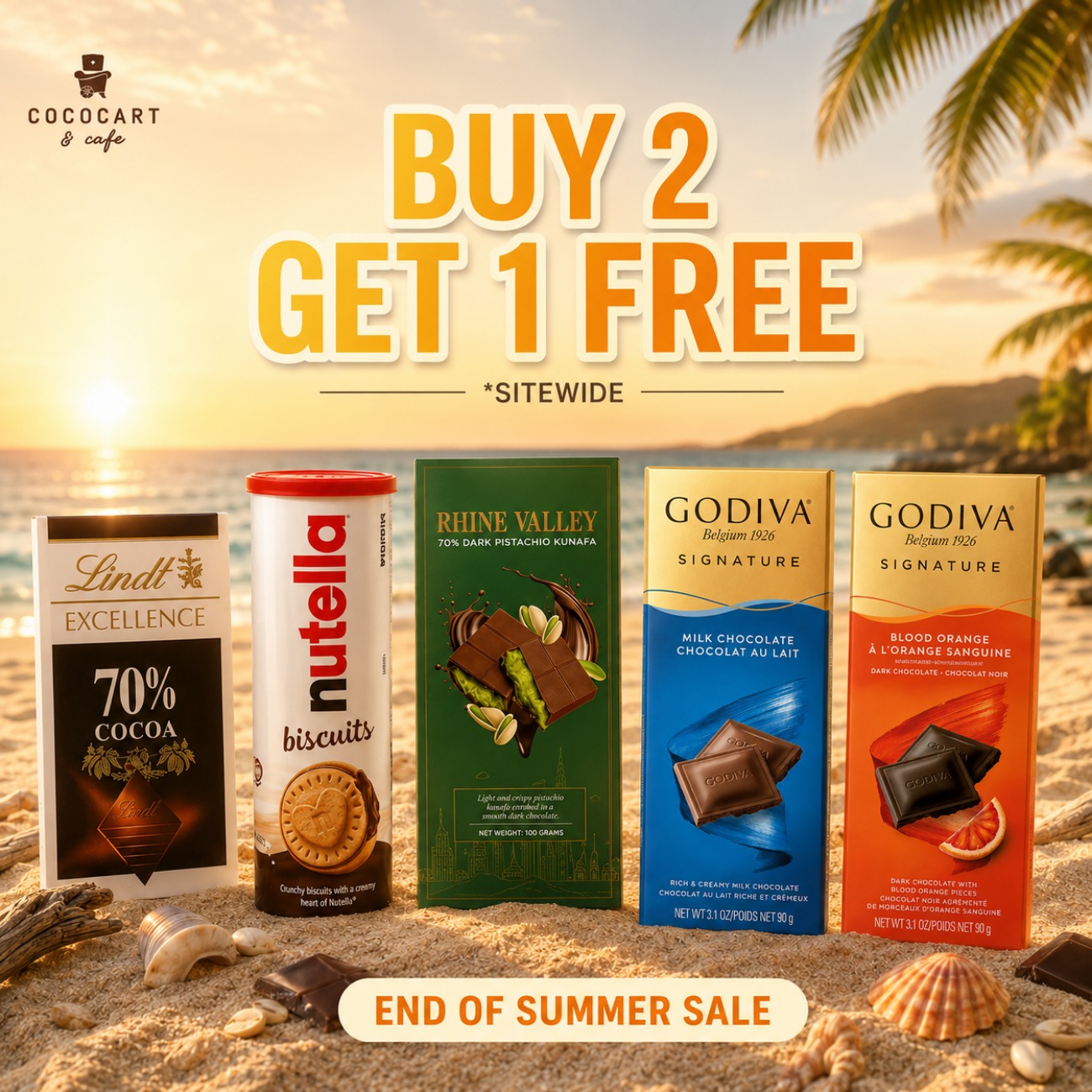 Cococart Facebook ad: Premium Chocolates, One Free With This Offer
