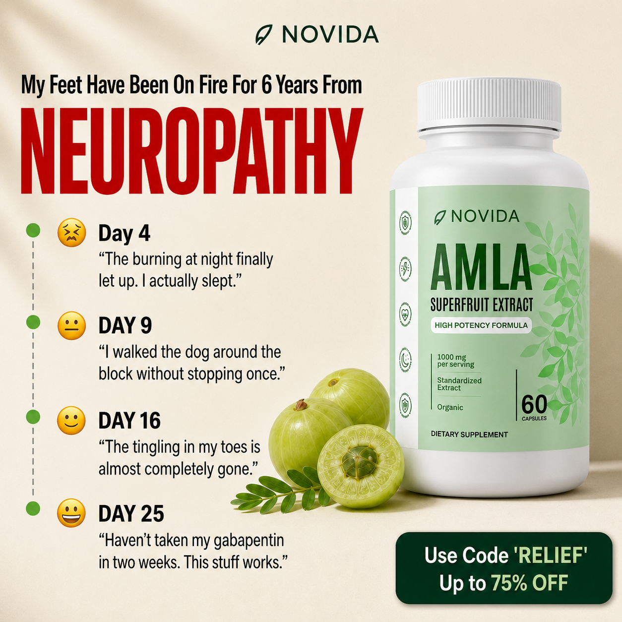 Novida Naturals Facebook ad from Jul 10, 2026