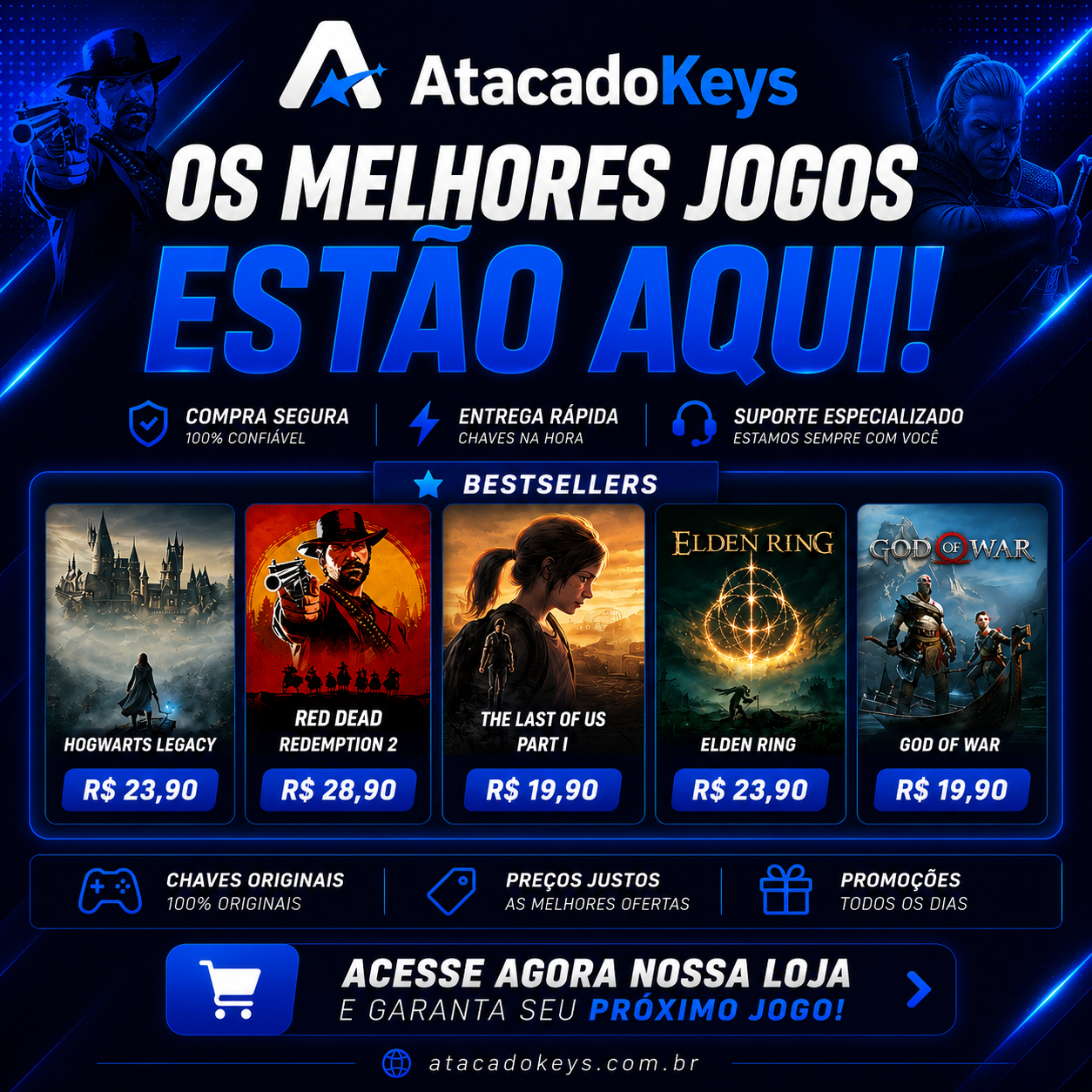 AtacadoKeys Facebook ad: Steamkeys R$ 19,90