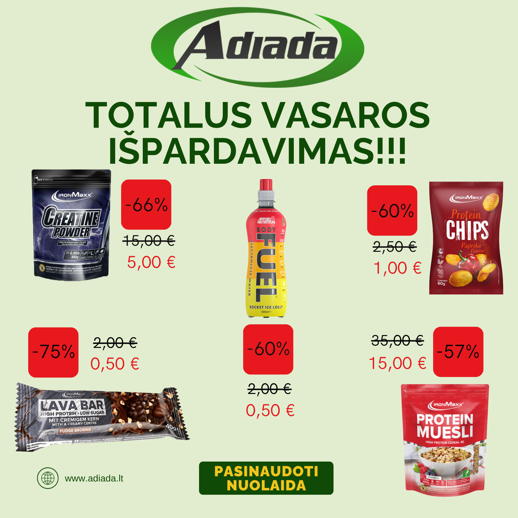 Papildai sportui Adiada Facebook ad