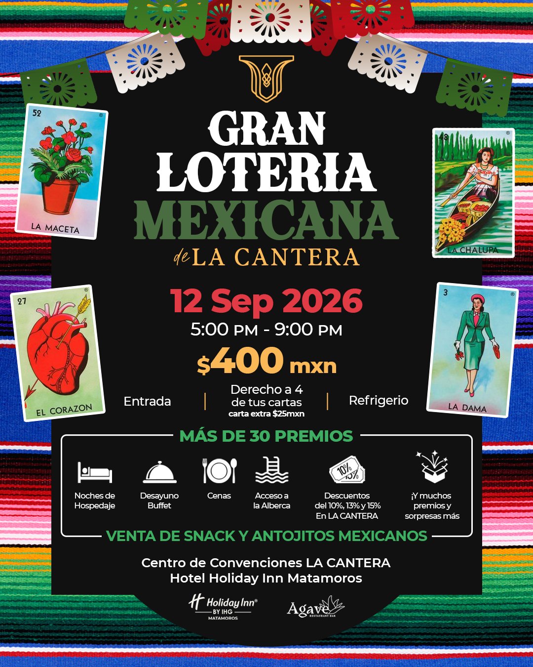 Holiday Inn Matamoros Facebook ad: Gran Lotería Mexicana de La Cantera del Hotel…