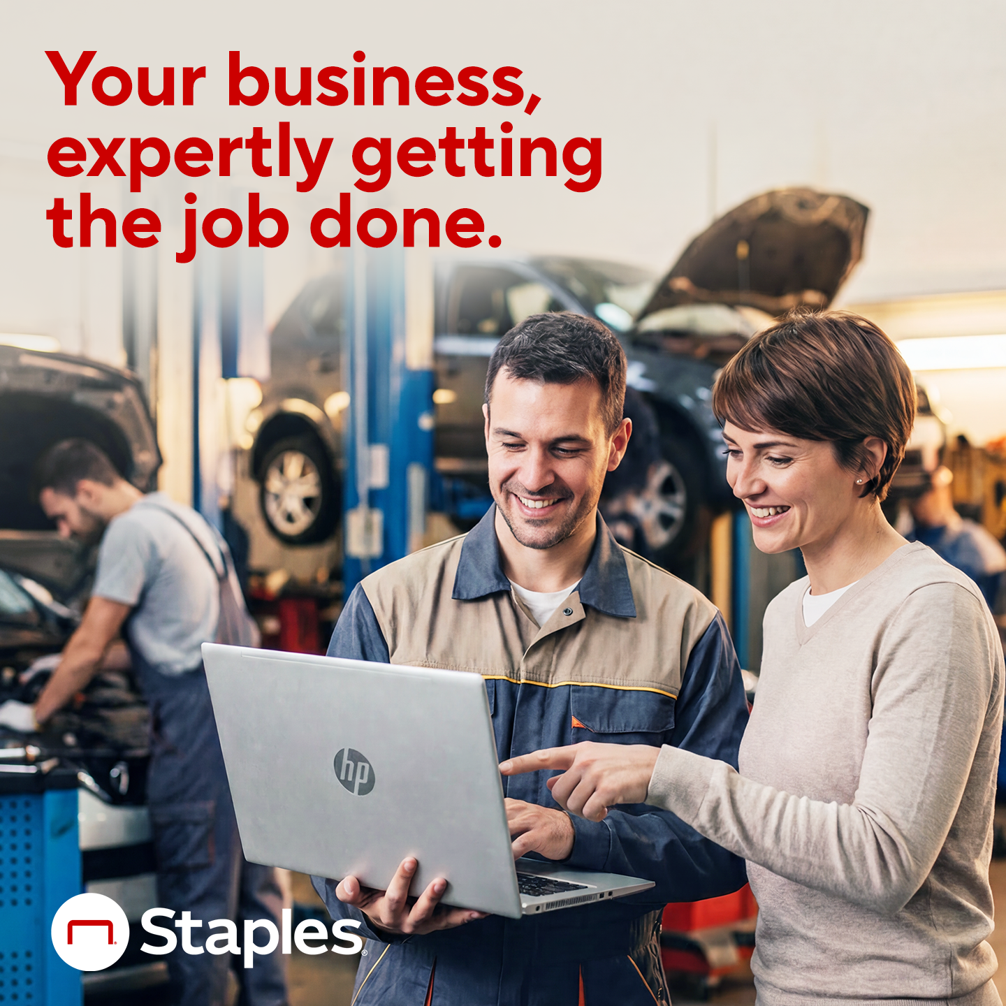 Staples Facebook ad: Staples your business.