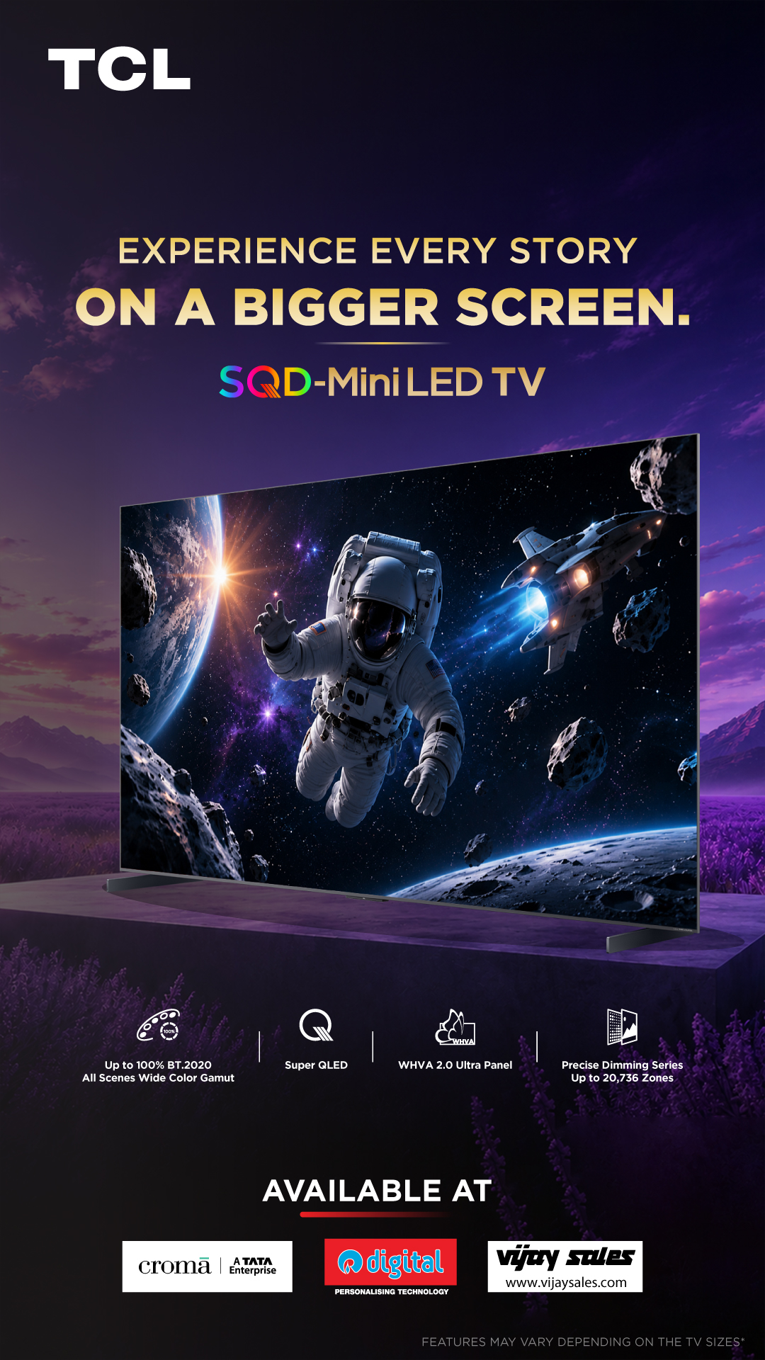 TCL Electronics Facebook ad: More screen. More detail. More to experience.
