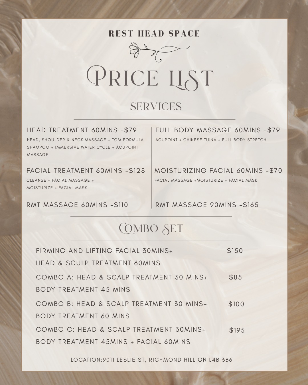 REST Head Space Facebook ad: Reset Head Spa Price List Update