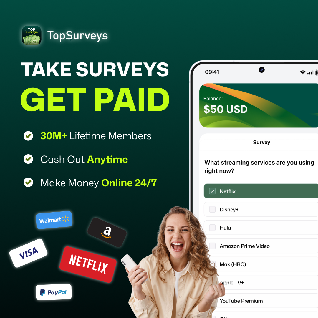 Top Surveys Facebook ad: Take Surveys, Get Paid
