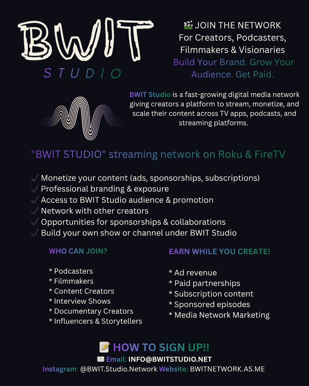 bwit.podcaststudio Facebook ad: BIG ANNOUNCEMENT: BWIT STUDIO NETWORK IS HERE