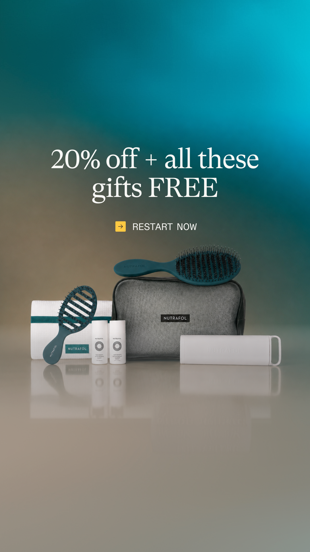 Nutrafol Facebook ad: Save 20% + free gifts ($95 value).