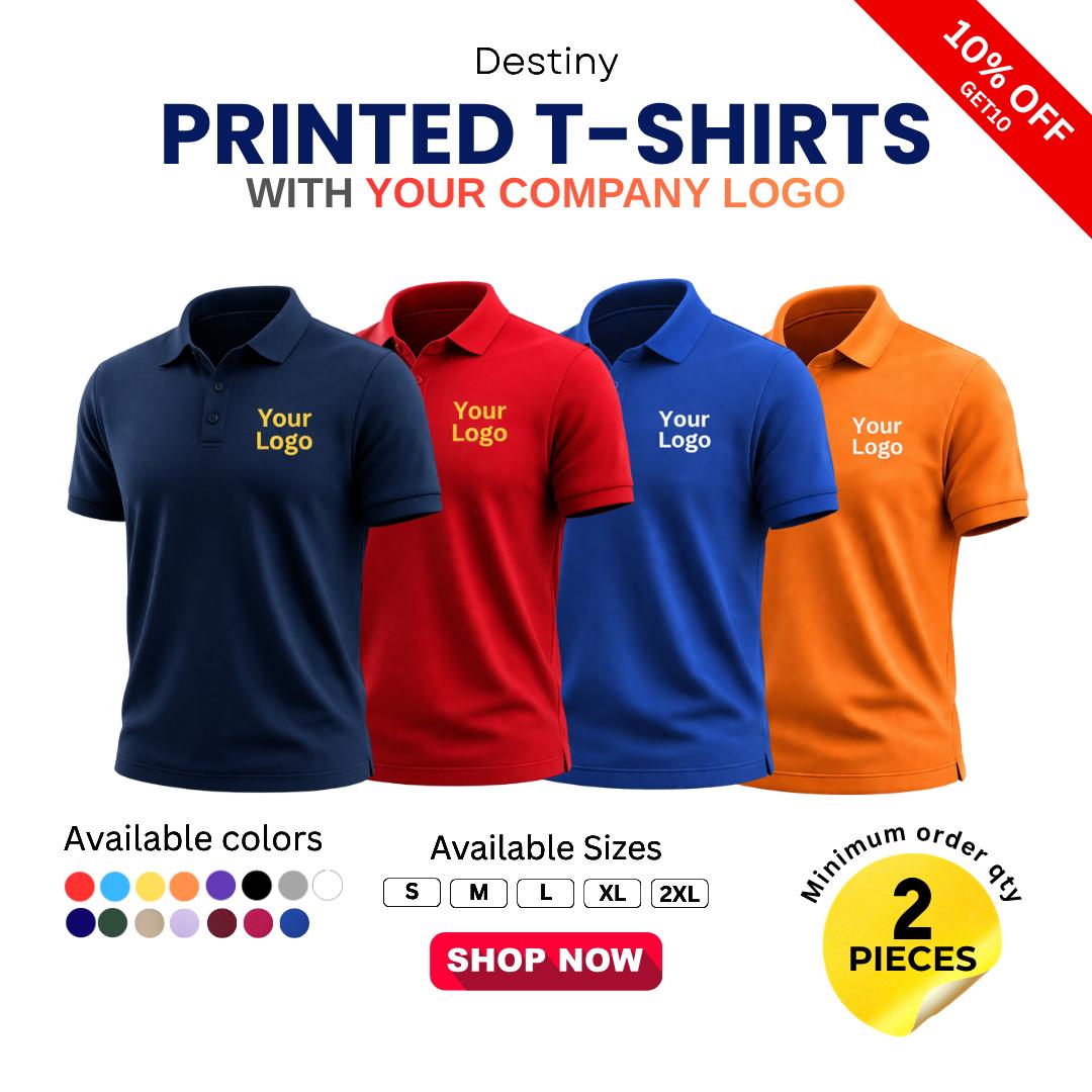 Destiny Clothing Facebook ad: Custom Logo T-Shirts for Your Brand