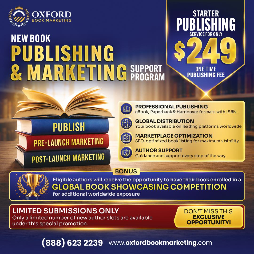 Oxford Book Marketing Facebook ad: Publish Your Book Worldwide | Starting at Just $249