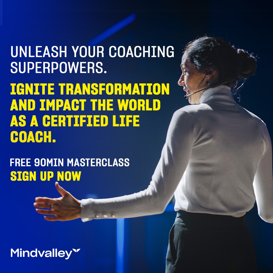Mindvalley Facebook ad: Coach. Travel. Live On Your Terms.