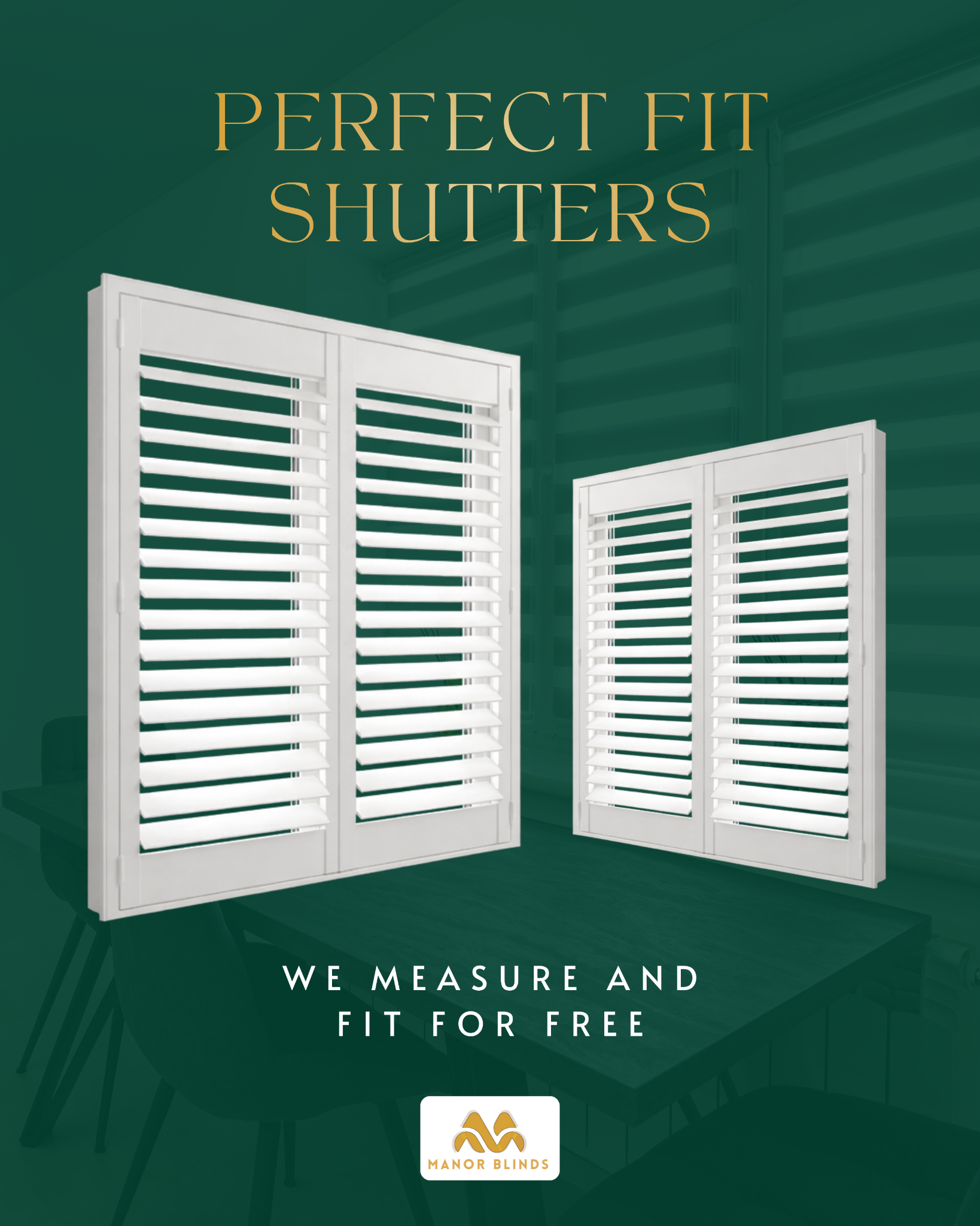 Manor Blinds Facebook ad: Free Measure, Quote & Installation