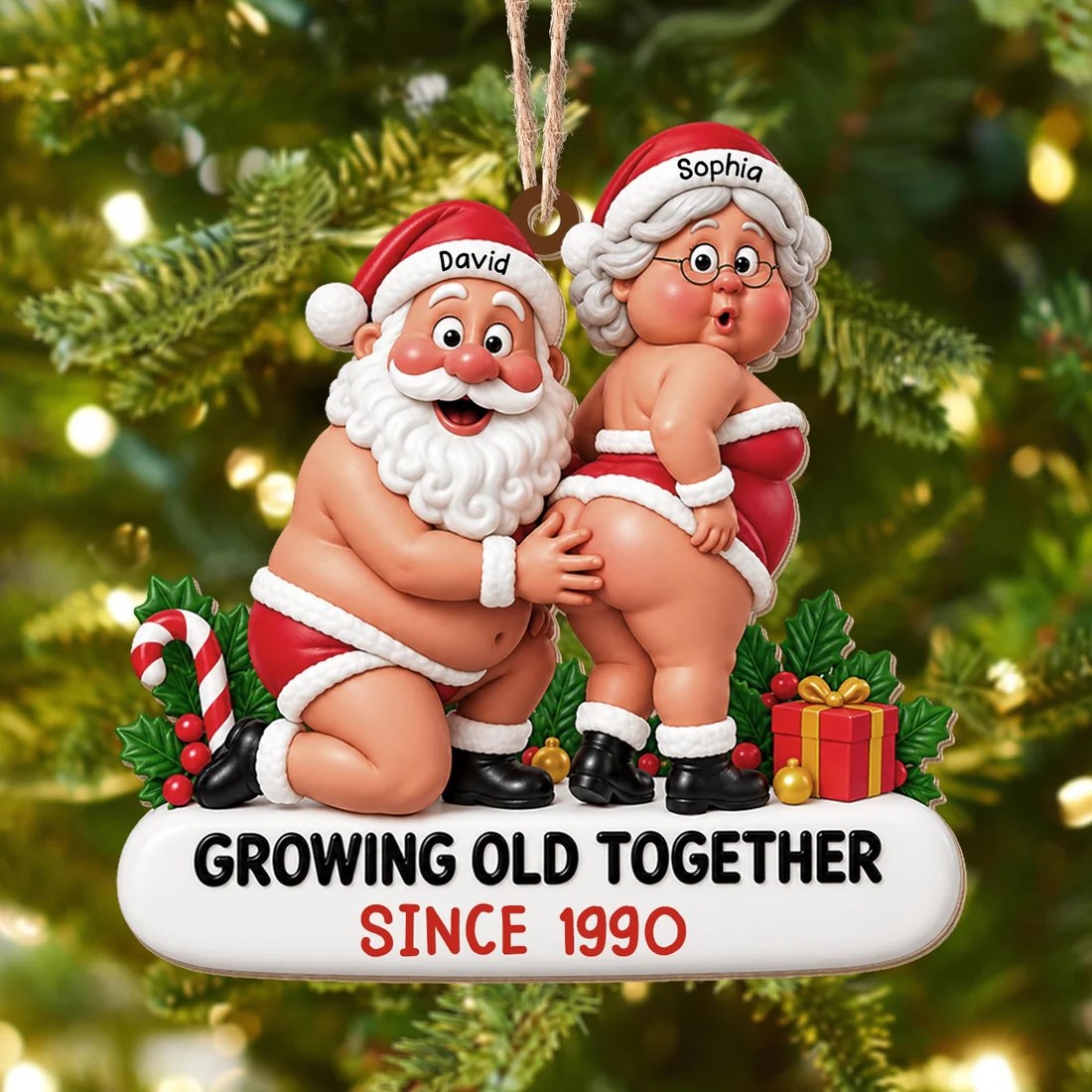 Suzitee Store Facebook ad: Couple Growing Old Together - Personalized Wood Ornament…