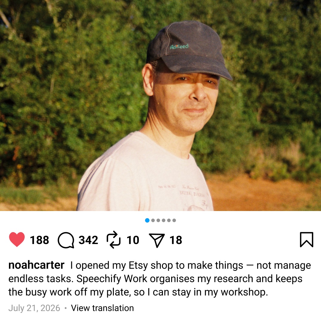 Speechify Work Facebook ad