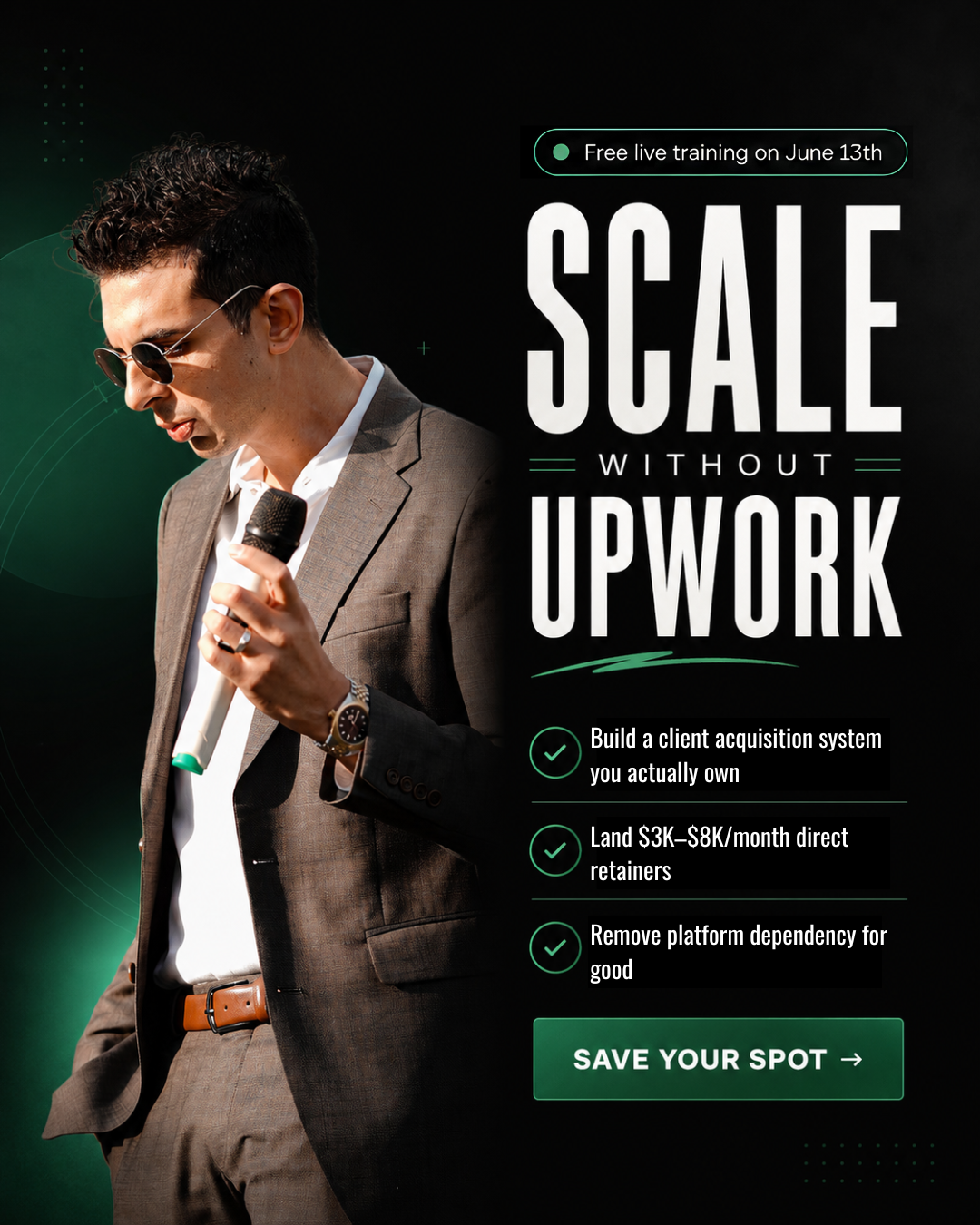 Reality Cheque Facebook ad: Join the Free Live Training on June 13th, Limited Spots.