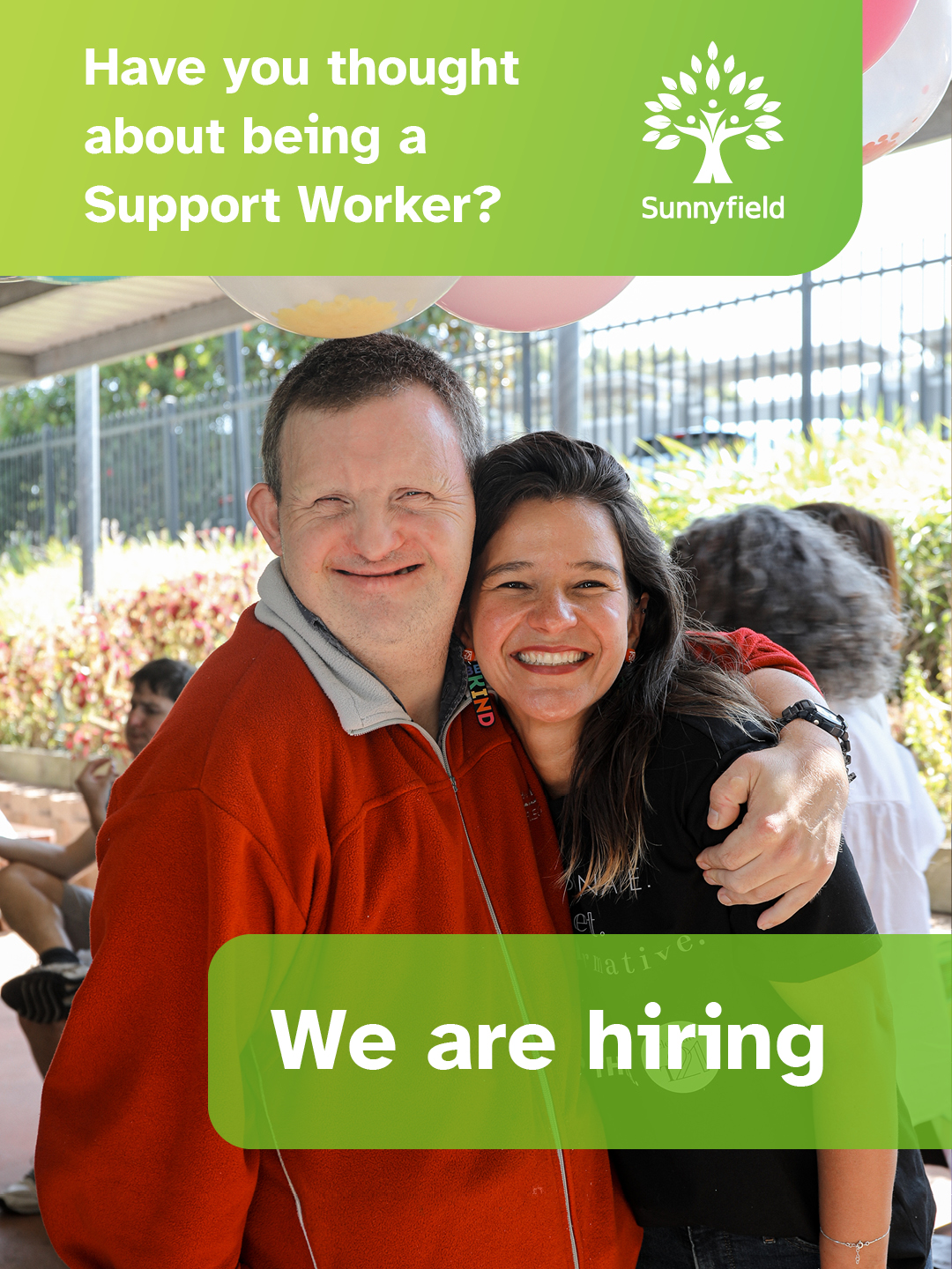 Sunnyfield Disability Services Facebook ad from Nov 19, 2025