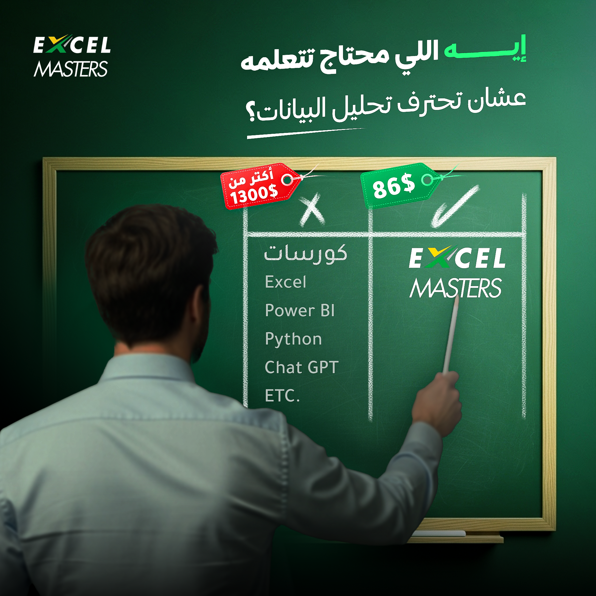 Excel Masters Facebook ad: خصم حصري لأول ١٠٠ مشترك فقط