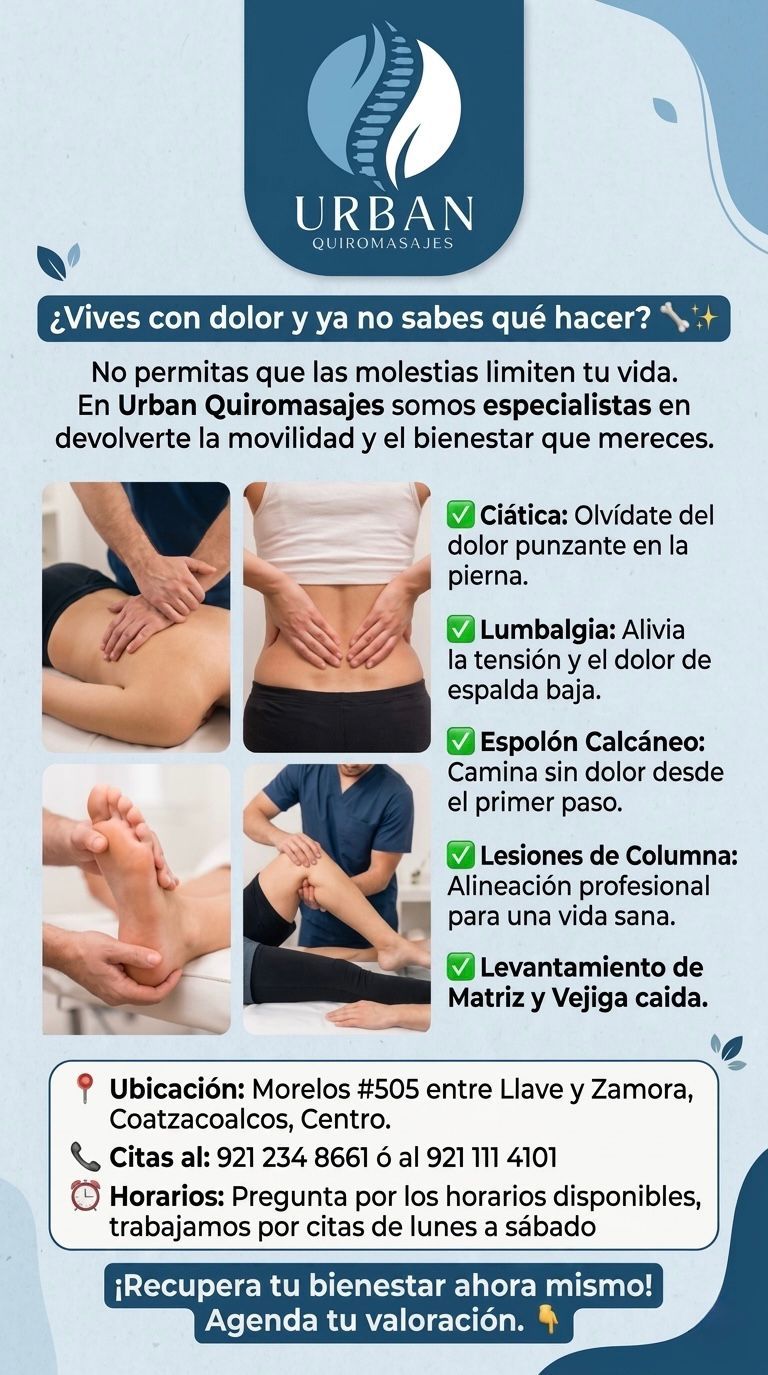 Quiromasajes URBAN Facebook ad: ¡Dile adiós al dolor y recupera tu movilidad!