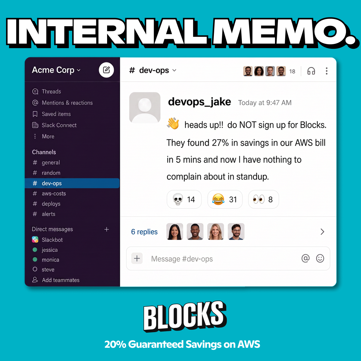 Blocks - AWS Cost Optimization Facebook ad