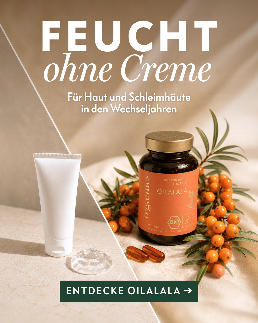 Ogænics Beauty Supplements Facebook ad: Moisturizer von innen