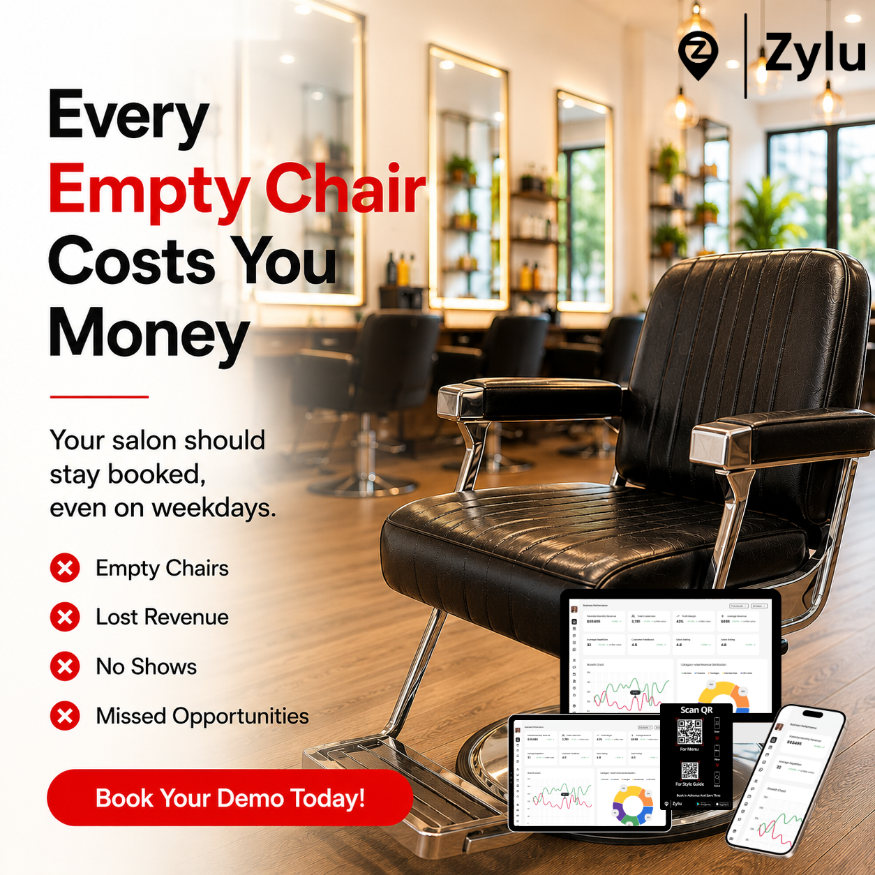 Zylu Facebook ad: Every Empty Chair Costs You Money