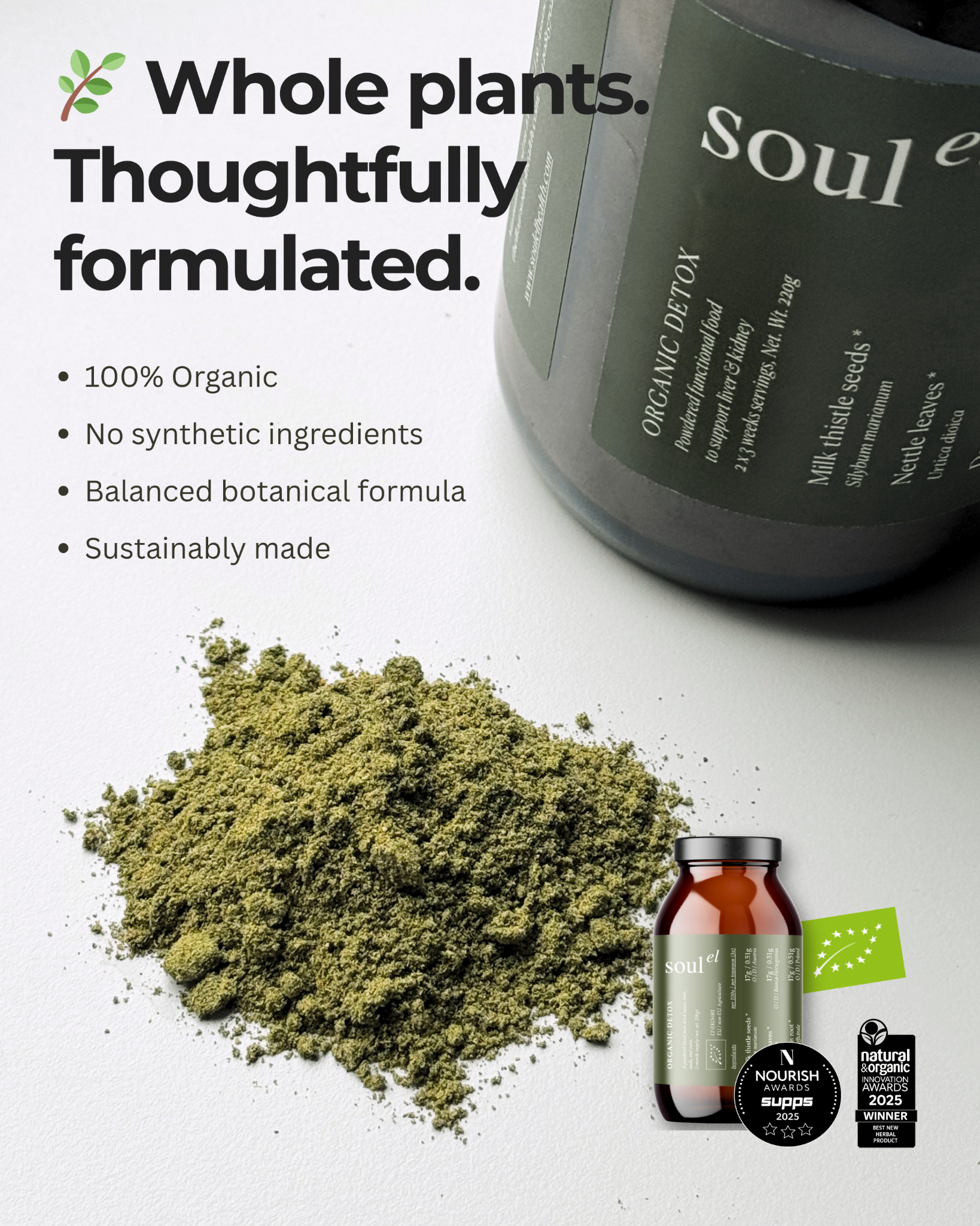 Soulel UK Facebook ad: Whole plants. Thoughtfully made.