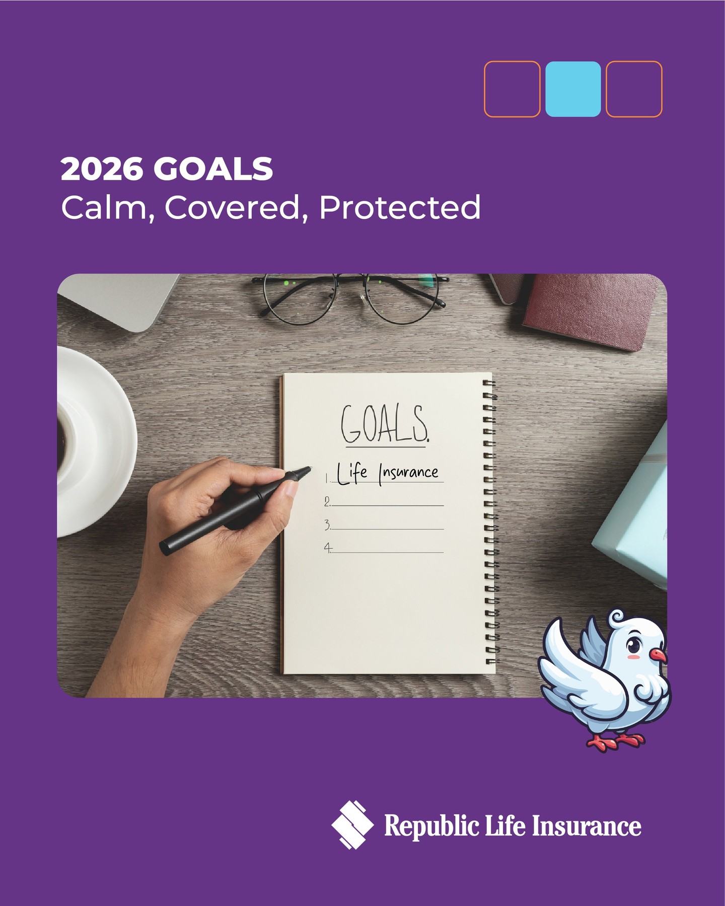 Republic Life Insurance Facebook ad: Start the new year feeling calm, covered, and…