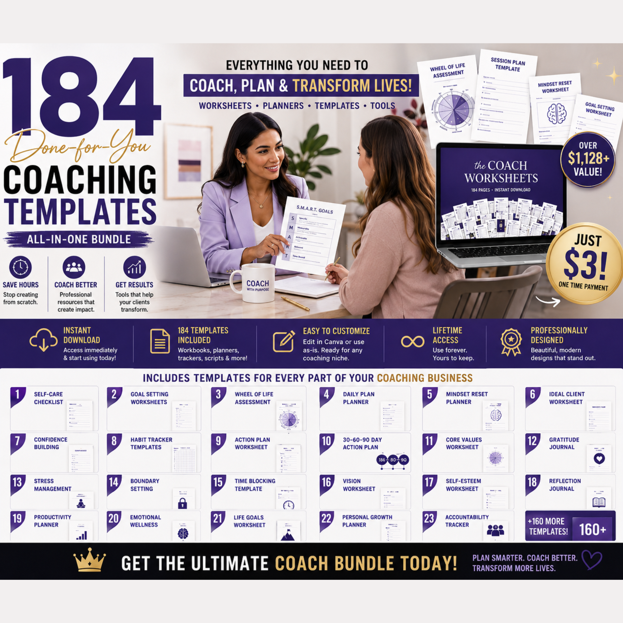 Wealth Ascension For Coaches & Entrepreneurs Facebook ad: 184 Coach Templates Just $3