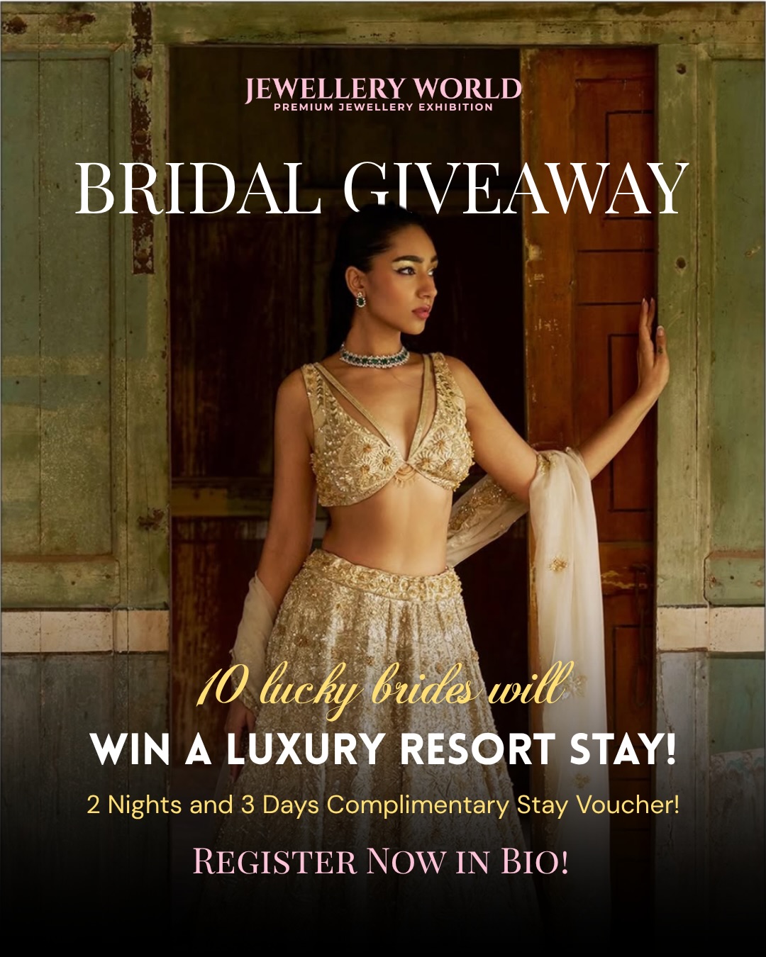 Jewellery World Exhibitions Facebook ad: Give Away alert for Brides to Be