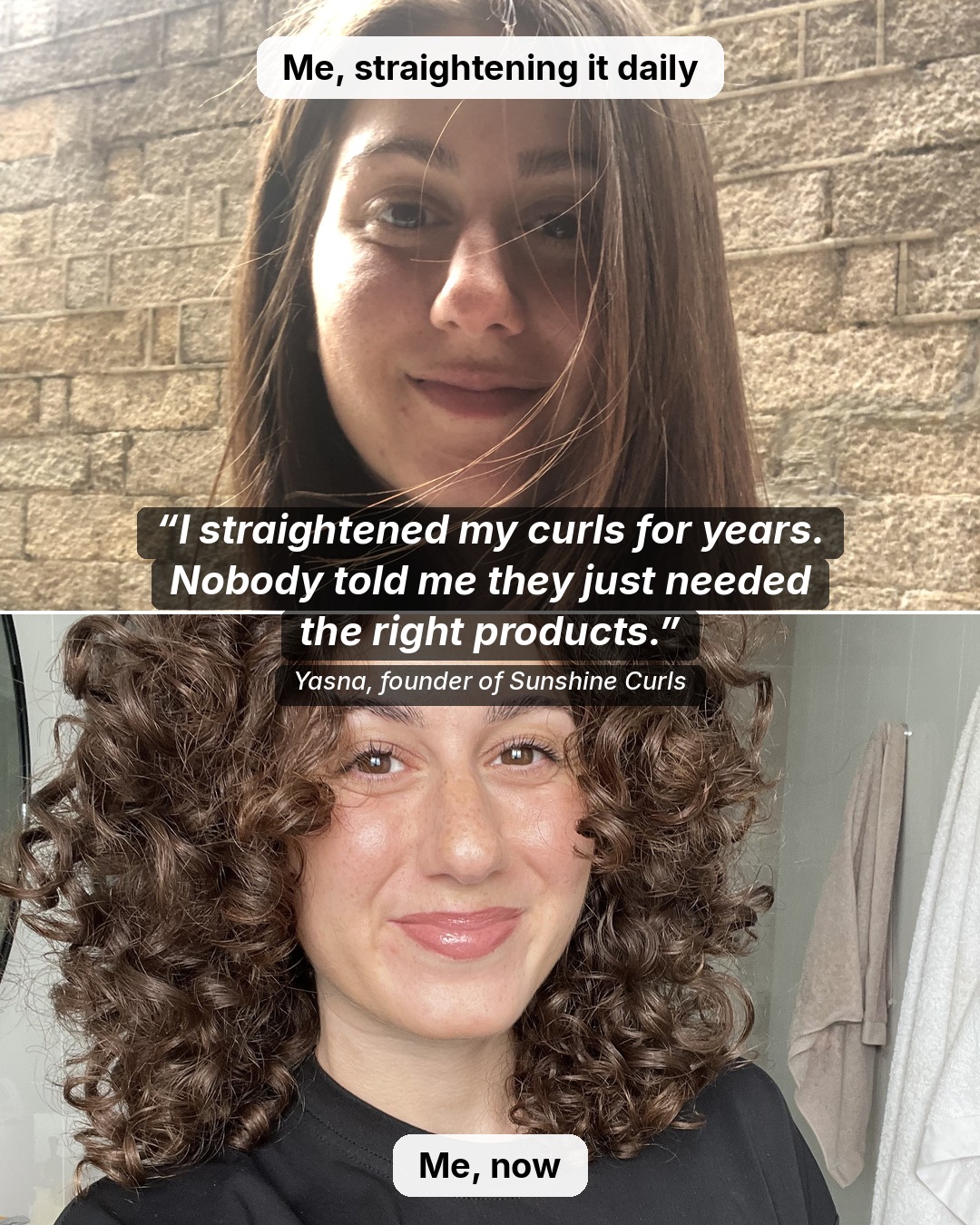 Sunshine Curls Facebook ad: If only I found these products 20 years ago.