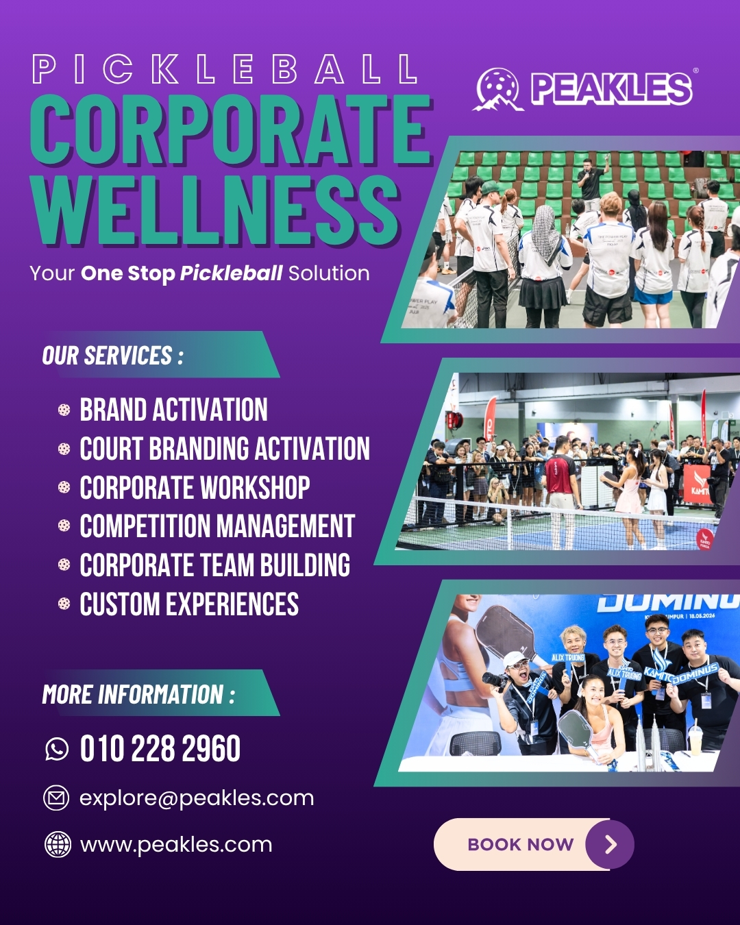 Peakles Pickleball Facebook ad: Ready for your next corporate wellness experience?