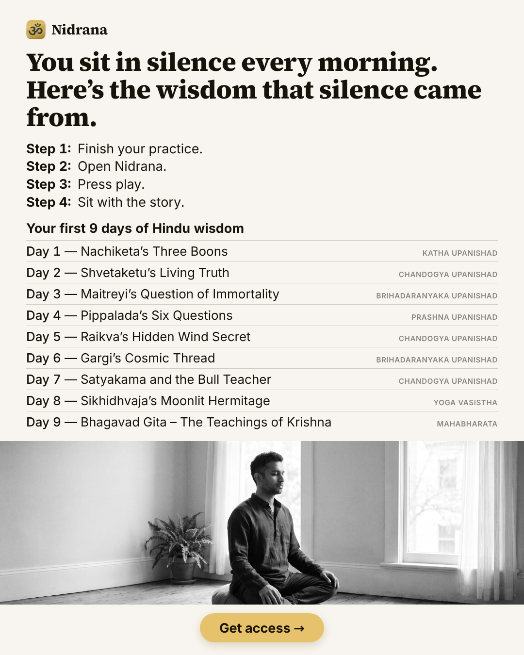 Nidrana Facebook ad: The Wisdom Behind Your Practice