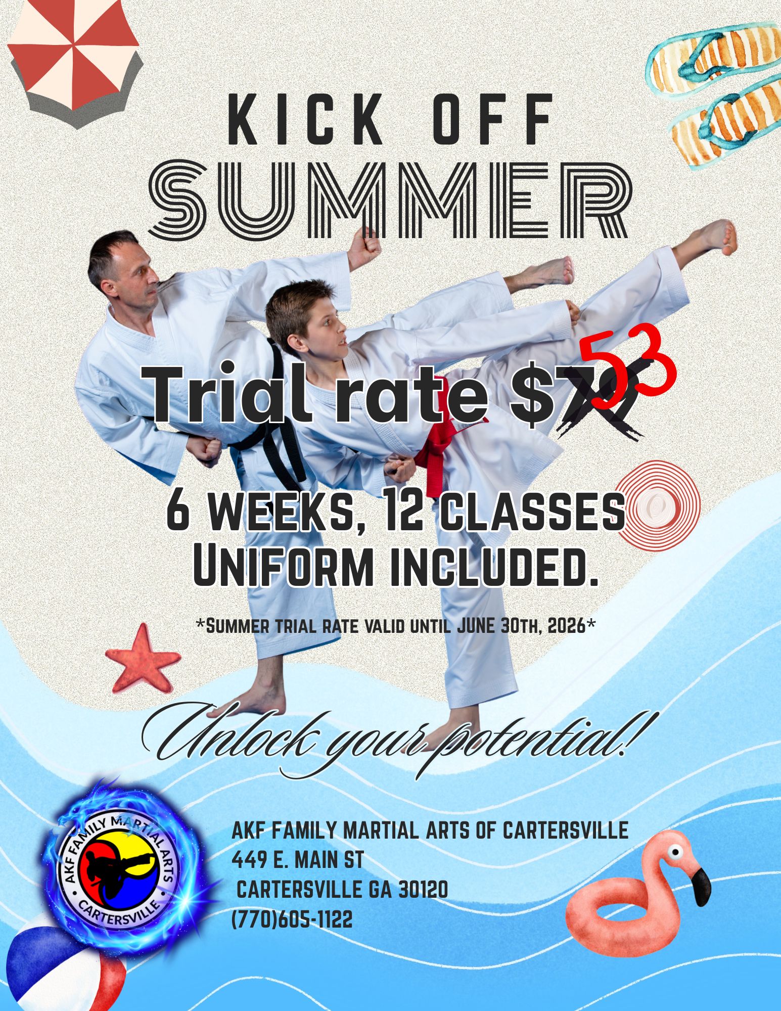 AKF Family Martial Arts of Cartersville Facebook ad from May 25, 2026