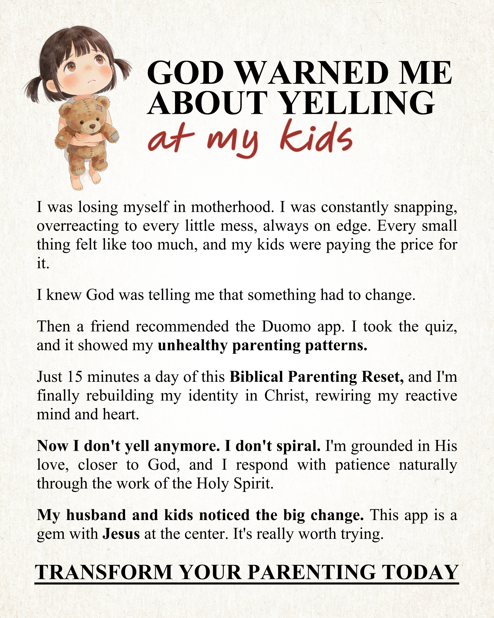 Christian Living Insights Facebook ad: Parent Like Christ Let the Holy Spirit transform you…