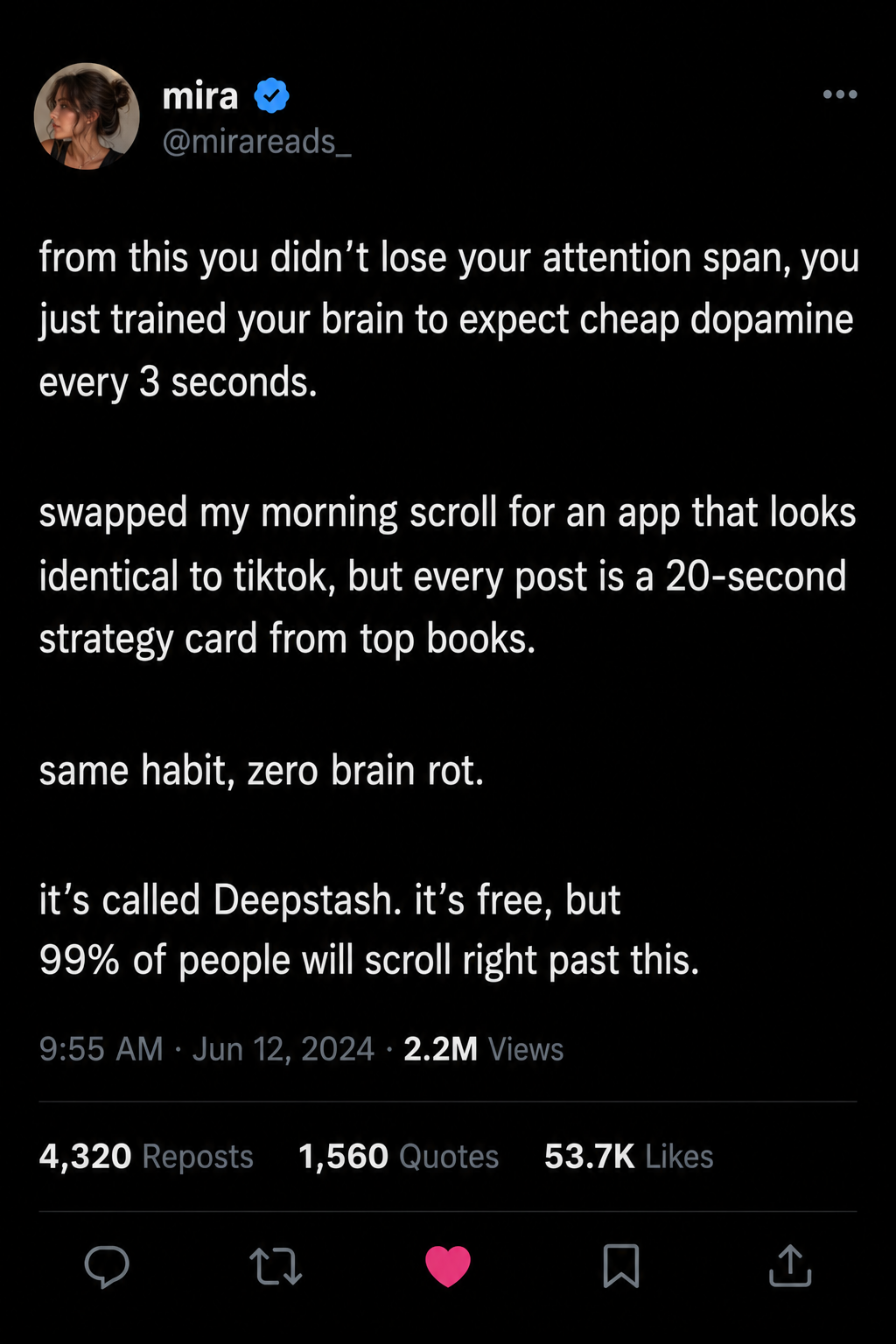 Deepstash Facebook ad