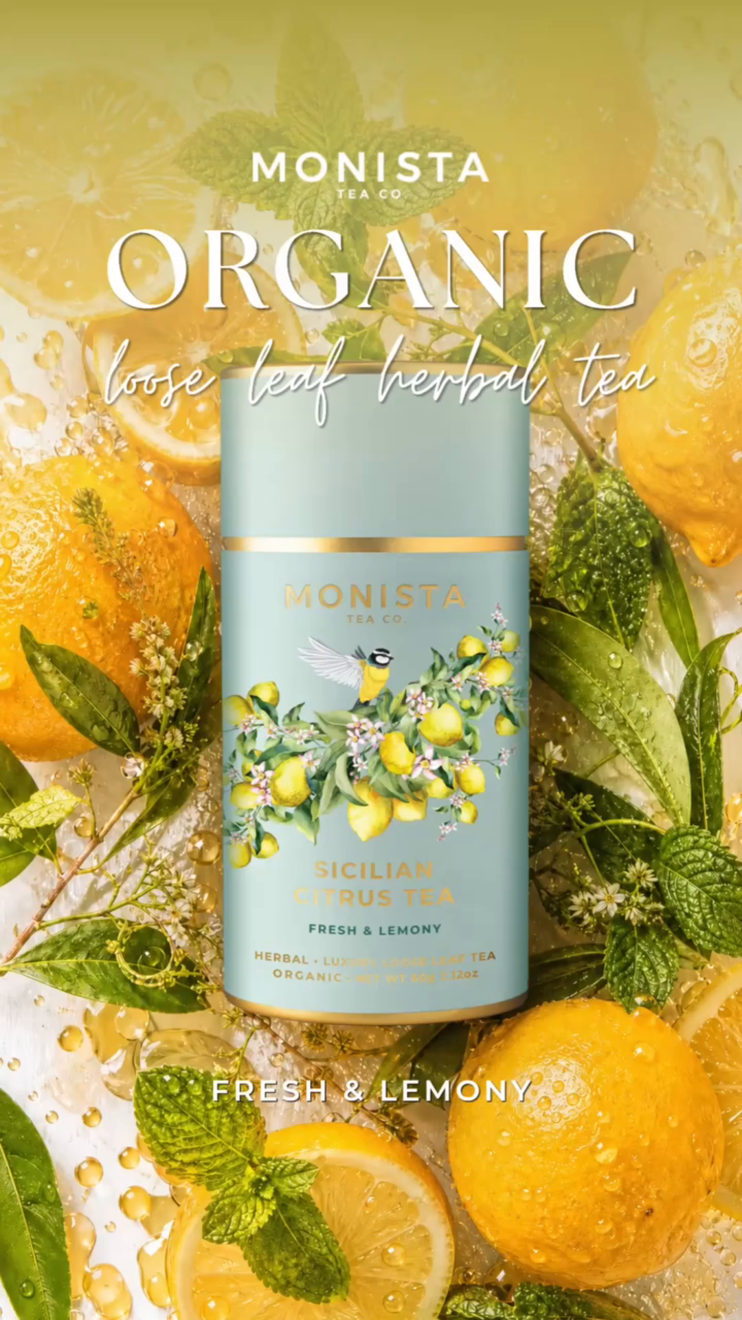 Monista Tea Co. Facebook ad: Beautifully wrapped tea for gifting